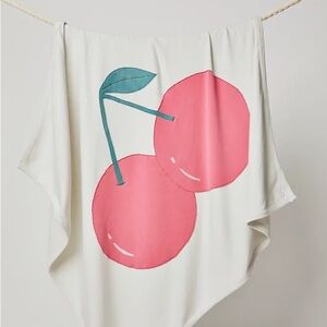 Free People Tricia Fix Oversized Terry Fleece Cotton Throw Blanket Ivory Cherry